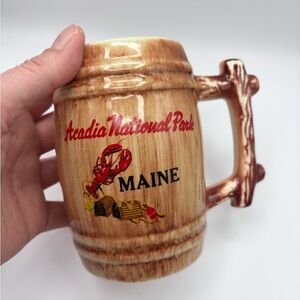 Vintage Acadia National Park Maine Ceramic Mug Souvenir Barrel Style